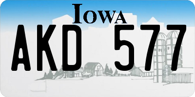 IA license plate AKD577