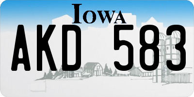 IA license plate AKD583