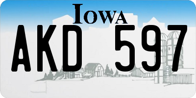 IA license plate AKD597