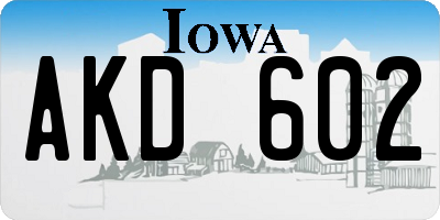 IA license plate AKD602