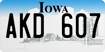 IA license plate AKD607