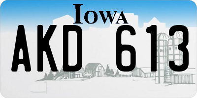 IA license plate AKD613