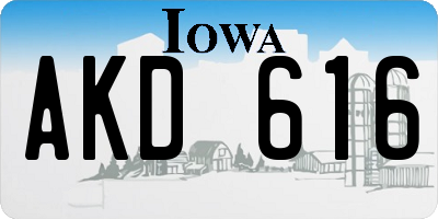 IA license plate AKD616