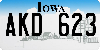 IA license plate AKD623