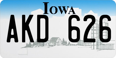 IA license plate AKD626