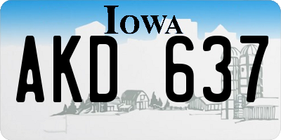 IA license plate AKD637