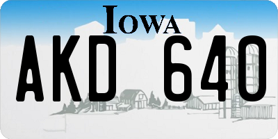IA license plate AKD640
