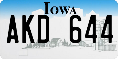 IA license plate AKD644