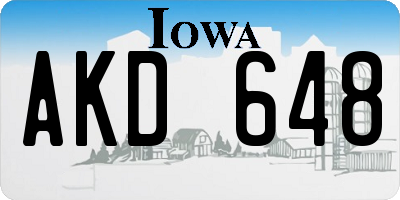 IA license plate AKD648