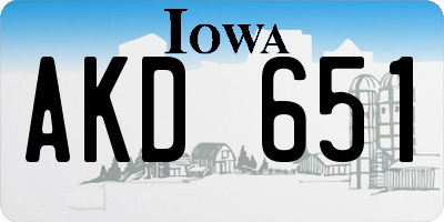 IA license plate AKD651