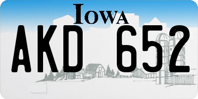 IA license plate AKD652