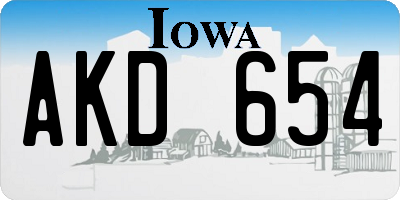 IA license plate AKD654