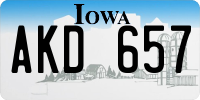 IA license plate AKD657