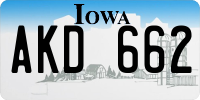 IA license plate AKD662