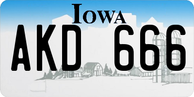 IA license plate AKD666