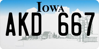 IA license plate AKD667