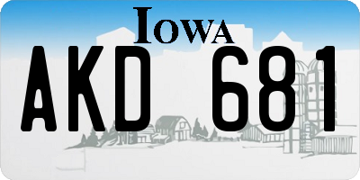 IA license plate AKD681