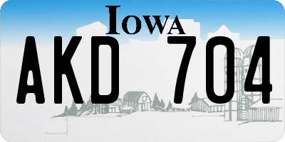 IA license plate AKD704