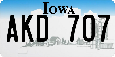 IA license plate AKD707