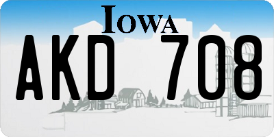 IA license plate AKD708