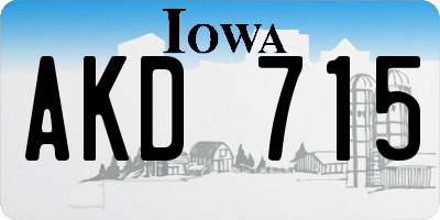 IA license plate AKD715