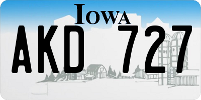 IA license plate AKD727