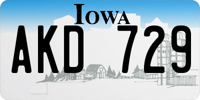 IA license plate AKD729