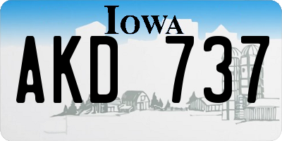 IA license plate AKD737