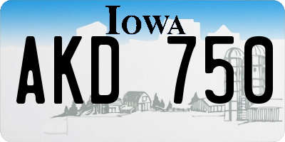 IA license plate AKD750
