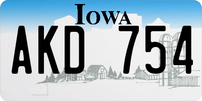 IA license plate AKD754