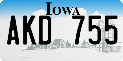 IA license plate AKD755