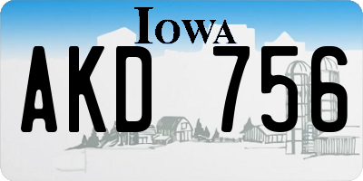 IA license plate AKD756