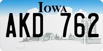 IA license plate AKD762