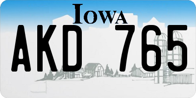 IA license plate AKD765