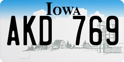 IA license plate AKD769