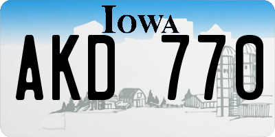 IA license plate AKD770