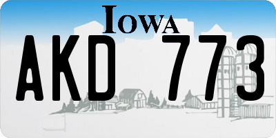 IA license plate AKD773