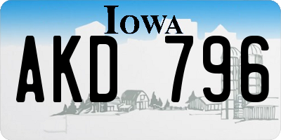 IA license plate AKD796