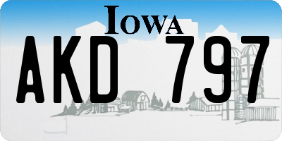 IA license plate AKD797