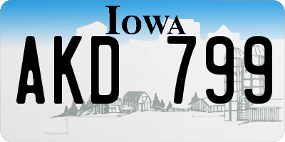 IA license plate AKD799