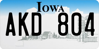 IA license plate AKD804