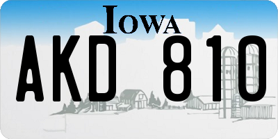 IA license plate AKD810