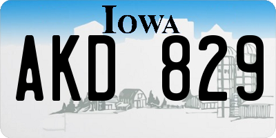 IA license plate AKD829