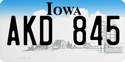 IA license plate AKD845