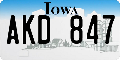IA license plate AKD847