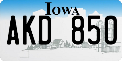 IA license plate AKD850