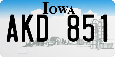 IA license plate AKD851