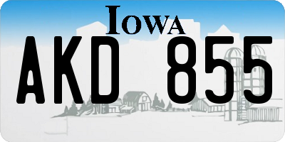 IA license plate AKD855