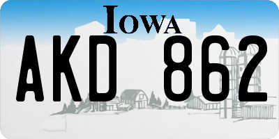 IA license plate AKD862