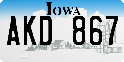 IA license plate AKD867